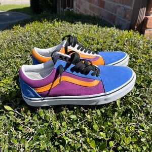 Vans Low Top Sneakers in Blue, Purple, and Orange